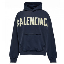 [GOD셀러] 발렌시아가 블루 Tape 로고 코튼 저지 후디 BALENCIAGA