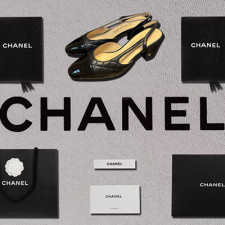 [펌프스/힐] CHANEL SHOES 22C 팬더샵슈즈 샤넬슬링백 CC로고 퀄팅미드힐 블랙