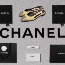 [펌프스/힐] CHANEL SHOES 24c 팬더샵슈즈 샤넬슬링백 CC로고 미드힐샌들 베이지